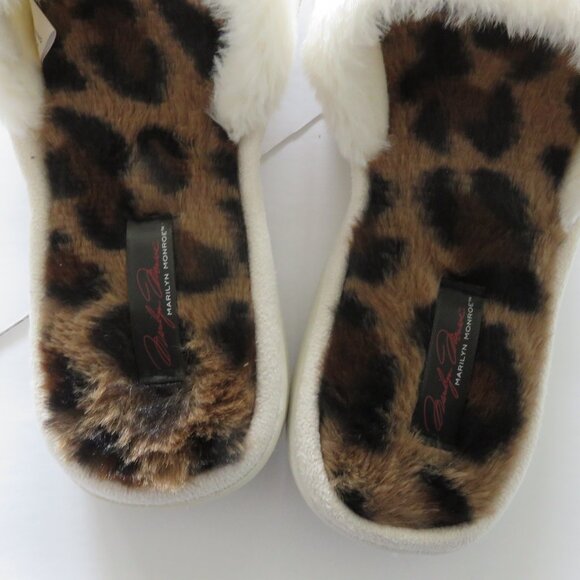 Marilyn Monroe Memory Foam Fuzzy Fur Leopard Indoor Outdoor Slippers Size 9 - Picture 3 of 5